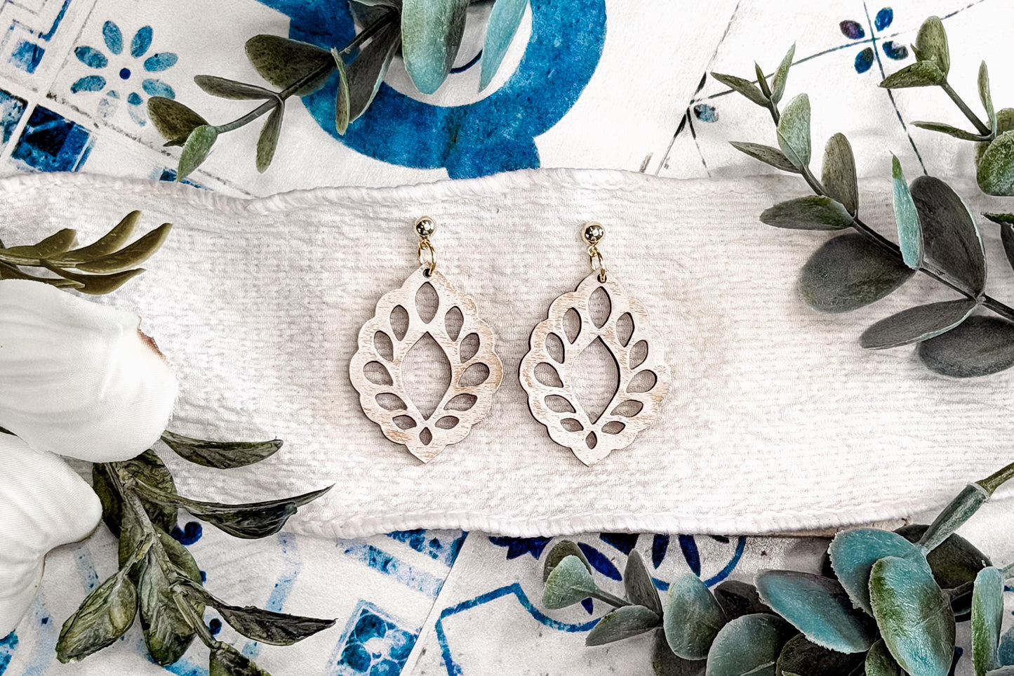 Laser Cut Earring Svg Leaf Frame Teardrop Dangle Earrings Botanical Nature Earrings Svg For Laser Handmade Boutique Jewelry Makers