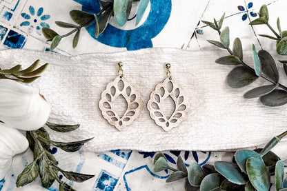 Laser Cut Earring Svg Leaf Frame Teardrop Dangle Earrings Botanical Nature Earrings Svg For Laser Handmade Boutique Jewelry Makers