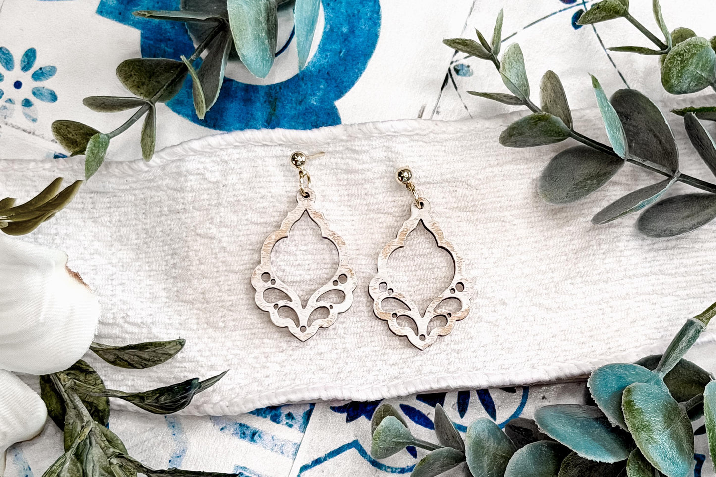 Laser Cut Earring SVG Ornamental Teardrop Filigree Dangle Design Elegant Scroll Cutout Earrings for Boutique Jewelry Making