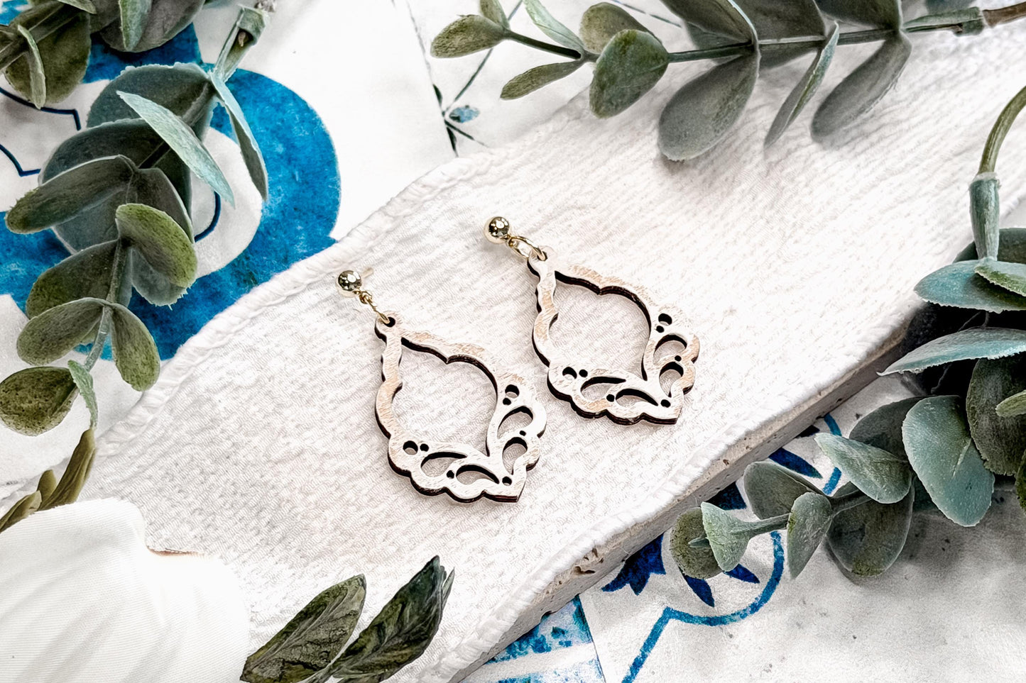 Laser Cut Earring SVG Ornamental Teardrop Filigree Dangle Design Elegant Scroll Cutout Earrings for Boutique Jewelry Making