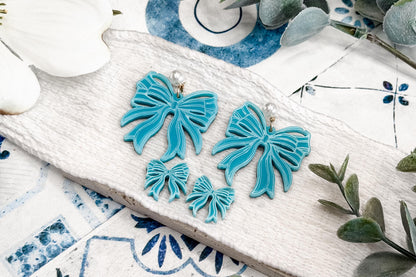 Laser Cut Earring SVG Bow Ribbon Dangle Earrings Coquette Bow Outline Design Cute Statement Earrings for Boutique Jewelry