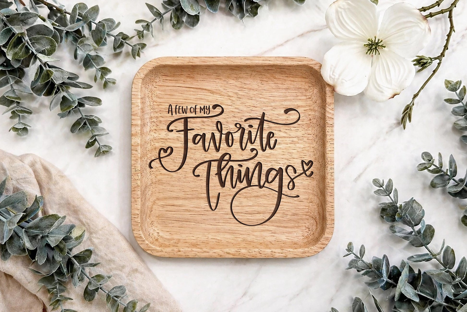 Trinket Tray SVG With A Few Of My Favorite Things Script Quote For Ring Dish Or Catchall Tray, Meaningful Everyday Accent