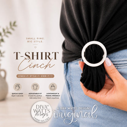 T Shirt Cinch SVG Retro 90s Shirt Slide Ring Template For Adjustable Shirt Styling, Small Ring Big Style Easy To Make