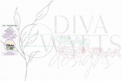 Round Door Hanger SVG Hello Summer Beach Scene Front Door Sign SVG Coastal Porch Entryway Decor Laser Cut File Layered