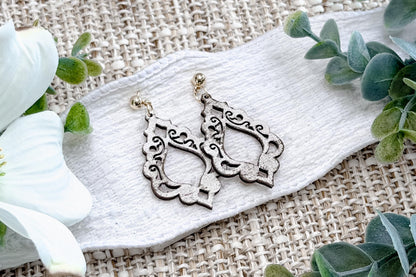 Filigree Dangle Earrings SVG Ornate Open Drop Earrings Laser Cut File Lightweight Jewelry Design Easy To Cut Fast To Make