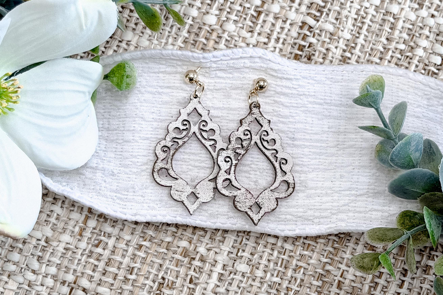 Filigree Dangle Earrings SVG Ornate Open Drop Earrings Laser Cut File Lightweight Jewelry Design Easy To Cut Fast To Make