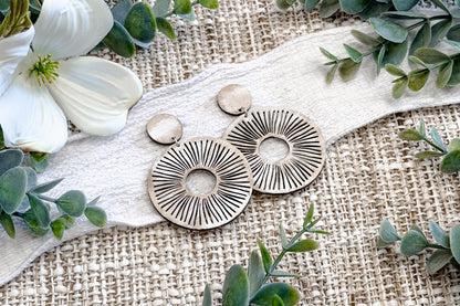 Sunburst Circle Earrings SVG Round Dangle Earrings Laser Cut File Radiating Line Design Lightweight Jewelry Easy To Cut Fast To Make