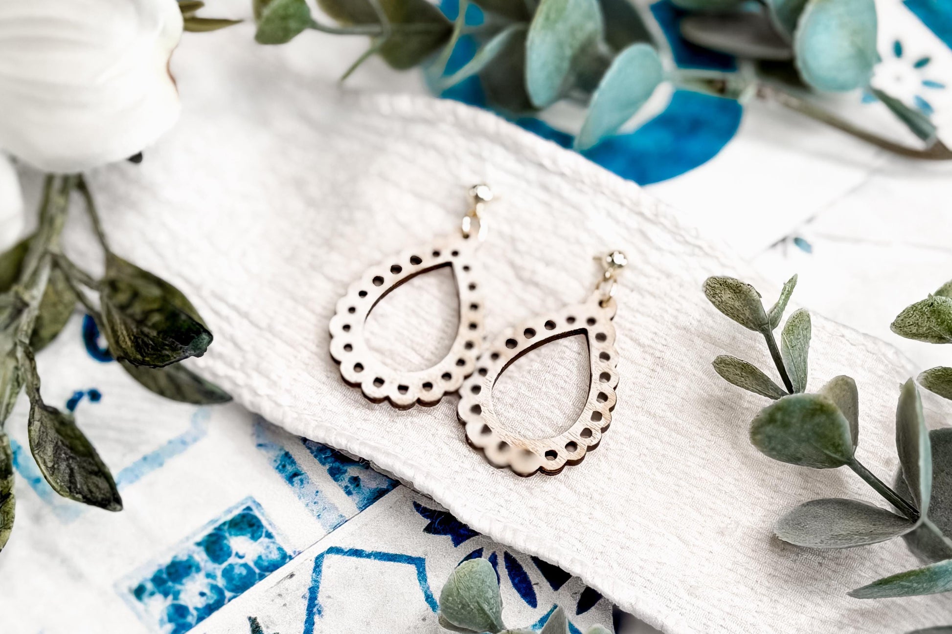 Laser Cut Earring Svg Scalloped Teardrop Dangle Earrings Minimalist Elegant Earrings Svg For Laser Handmade Boutique Jewelry