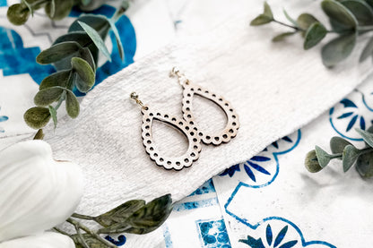 Laser Cut Earring Svg Scalloped Teardrop Dangle Earrings Minimalist Elegant Earrings Svg For Laser Handmade Boutique Jewelry