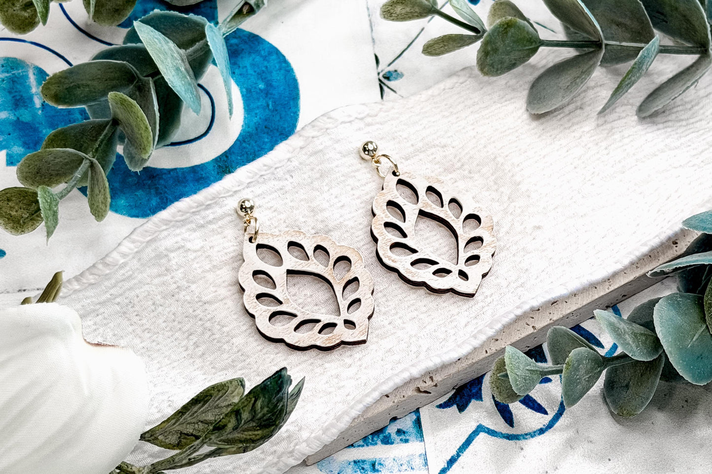Laser Cut Earring Svg Leaf Frame Teardrop Dangle Earrings Botanical Nature Earrings Svg For Laser Handmade Boutique Jewelry Makers