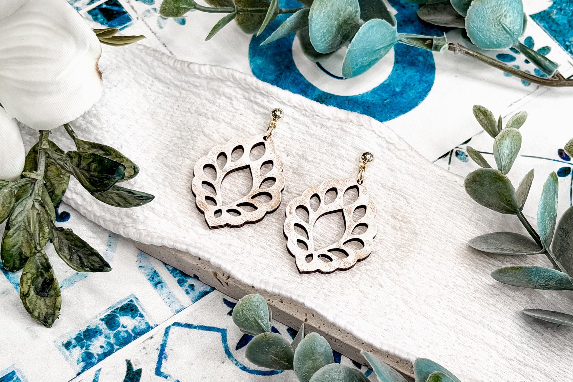 Laser Cut Earring Svg Leaf Frame Teardrop Dangle Earrings Botanical Nature Earrings Svg For Laser Handmade Boutique Jewelry Makers