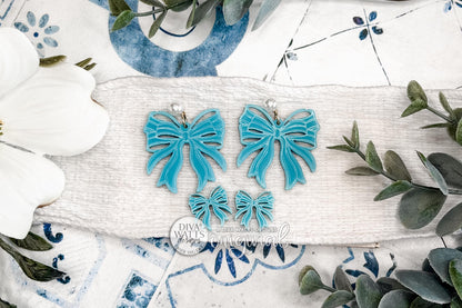 Coquette Bow Ribbon Dangle Earrings Digital SVG File Instant Download Cute Bow Outline Earring Design Lightweight Statement Earrings Boutique-Style Earring Design With Flowing Ribbon Tails And Open Cut Details Perfect For Handmade Jewelry Collections Craft Fairs And Trendy Feminine Accessories