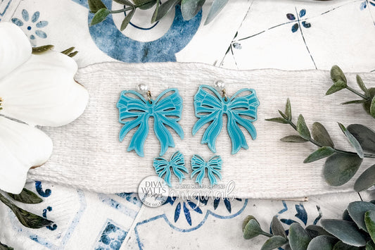 Coquette Bow Ribbon Dangle Earrings Digital SVG File Instant Download Cute Bow Outline Earring Design Lightweight Statement Earrings Boutique-Style Earring Design With Flowing Ribbon Tails And Open Cut Details Perfect For Handmade Jewelry Collections Craft Fairs And Trendy Feminine Accessories