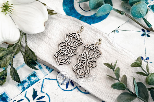 Floral Mandala Dangle Earrings Digital SVG File Instant Download Intricate Flower Cutout Earring Design Lightweight Boho Statement Earrings Boutique-Style Earring Design With Detailed Symmetrical Pattern Perfect For Handmade Jewelry Collections Craft Fairs And Unique Artistic Accessories