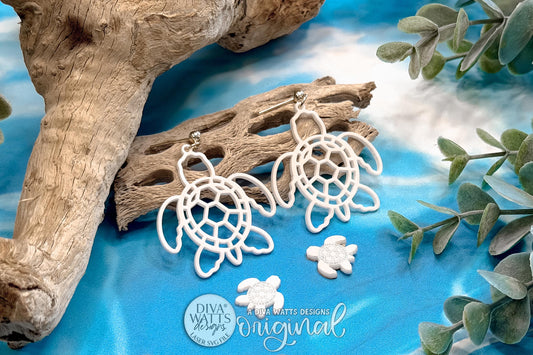 Sea Turtle Dangle and Stud Earrings SVG Laser Cut File for Coastal Acrylic Jewelry, Beach Inspired Accessories, and Handmade Gift Sets