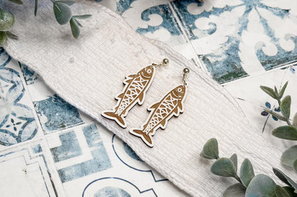 Sardine Earrings SVG, Fish Dangle Earrings Laser Cut File, Coastal Jewelry SVG for Glowforge, Layered Acrylic Earrings