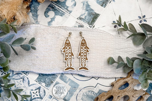 Sardine Fish Earrings SVG Laser Cut File for Coastal Jewelry, Lightweight Dangle Earrings, and Handmade Beach Accessories