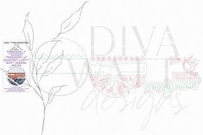 Round Door Hanger SVG, Howdy Darlin’ Western Sign SVG, Cowboy Porch Sign Laser Cut File, Rustic Front Door Entryway Decor