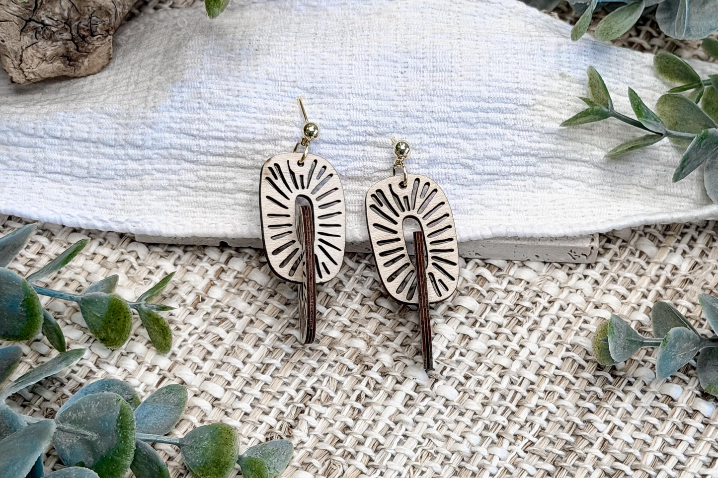 Interlocking Abstract Oval Earrings SVG, Modern Dangle Earrings Laser Cut File, Layered Boho Jewelry SVG for Glowforge
