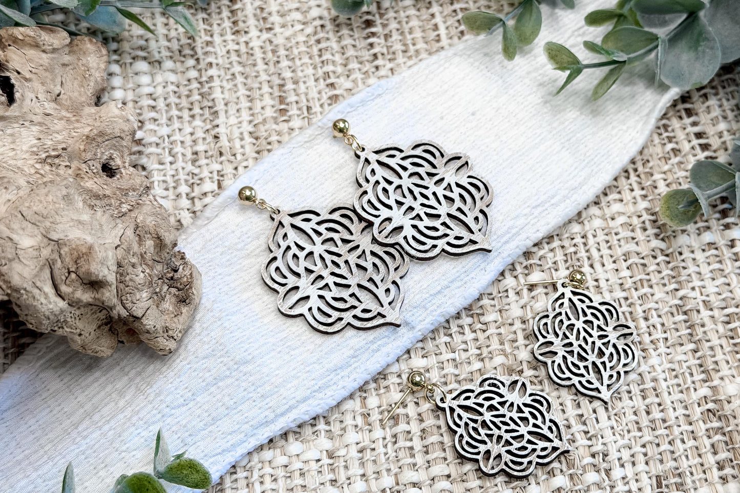 Laser Cut Earring SVG Floral Filigree Dangle Earrings Elegant Statement and Small Size Designs for Boutique Makers