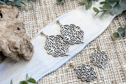 Laser Cut Earring SVG Floral Filigree Dangle Earrings Elegant Statement and Small Size Designs for Boutique Makers