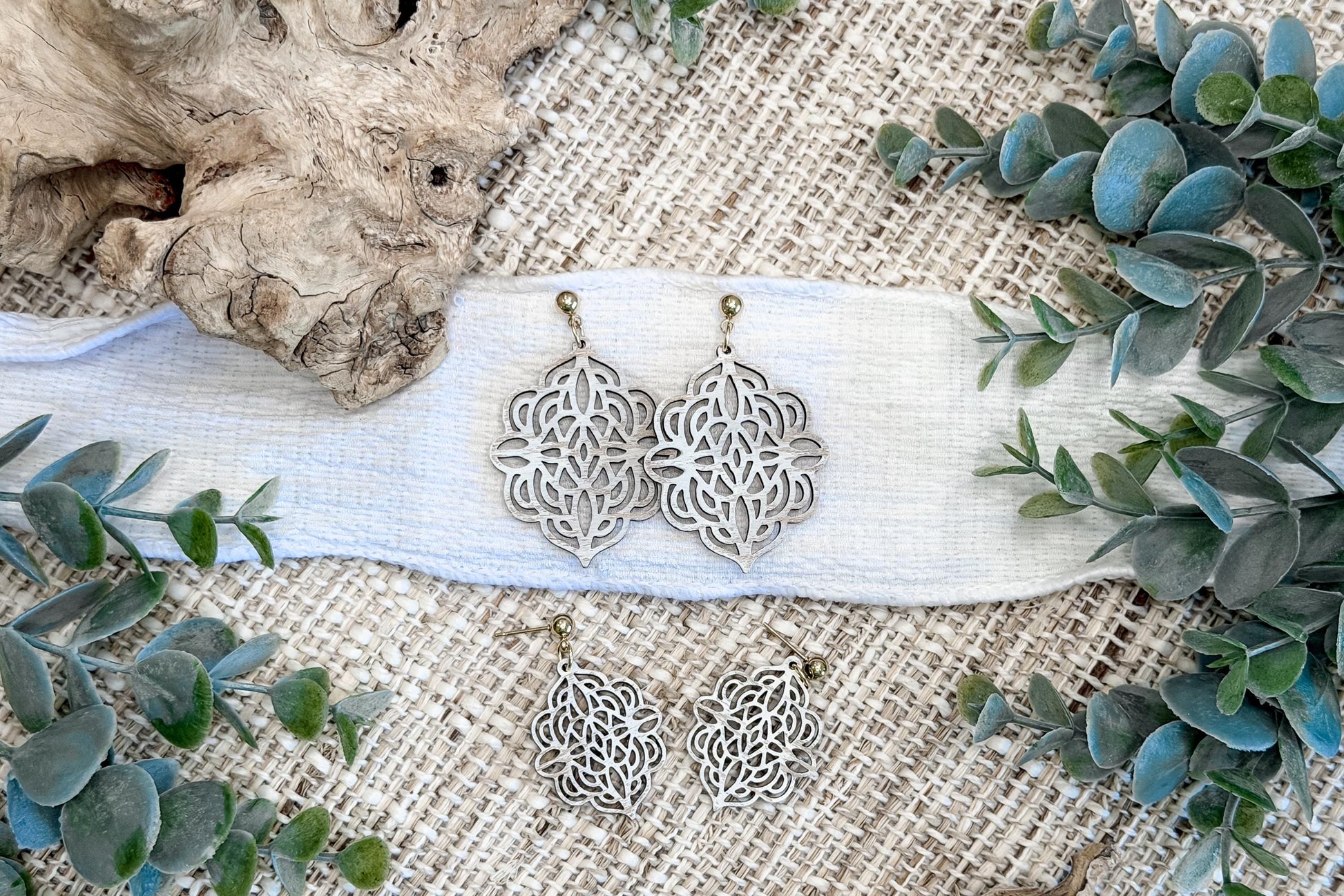 Laser Cut Earring SVG Floral Filigree Dangle Earrings Elegant Statement and Small Size Designs for Boutique Makers