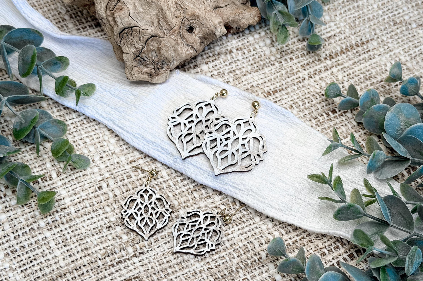 Layered Earring SVG Elegant Floral Filigree Dangle Earrings with Large and Small Versions for Boutique Jewelry Makers