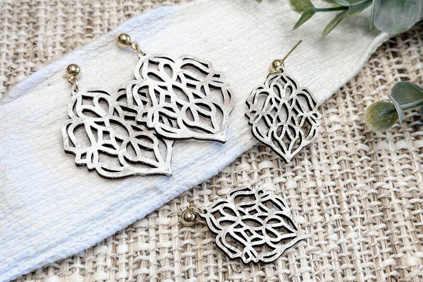 Layered Earring SVG Elegant Floral Filigree Dangle Earrings with Large and Small Versions for Boutique Jewelry Makers