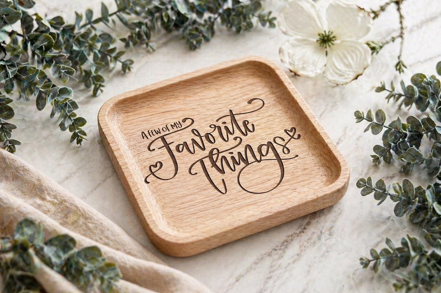 Trinket Tray Engraving SVG A Few Of My Favorite Things Script Ring Dish SVG Catchall Tray Laser Engrave File Thoughtful Gift Idea