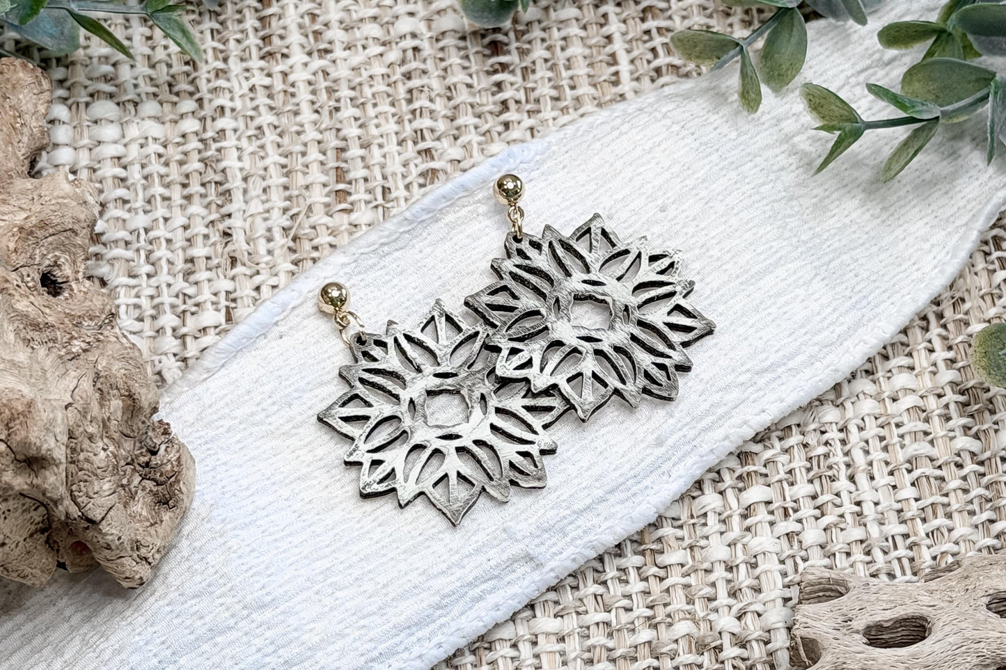 Laser Cut Earring SVG Geometric Floral Dangle Design With Layered Mandala Pattern for Boutique Jewelry Sellers