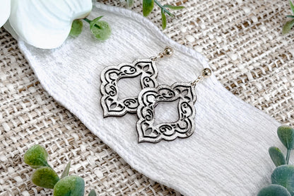 Filigree Dangle Earrings SVG Ornate Scroll Drop Earrings Laser Cut File Lightweight Jewelry Design Easy To Cut Fast To Make