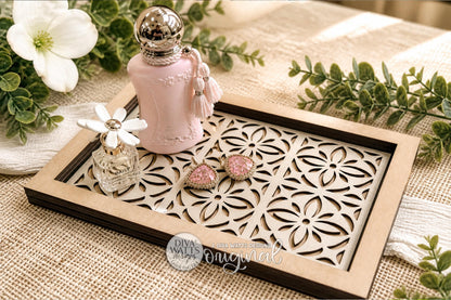 Decorative Tray SVG Floral Cutout Insert For Perfume Tray Or Jewelry Catchall Tray, Easy To Cut Fast To Make Vanity Decor