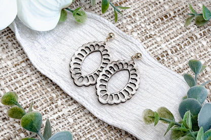 Filigree Oval Earrings SVG Lace Edge Dangle Earrings Laser Cut File Lightweight Jewelry Design Easy To Cut Fast To Make