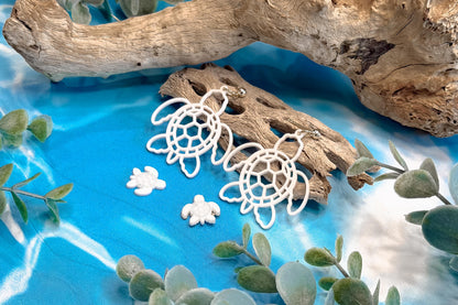 Sea Turtle Dangle and Stud Earrings SVG, Coastal Earrings Laser Cut File, Acrylic Jewelry SVG for Glowforge and xTool
