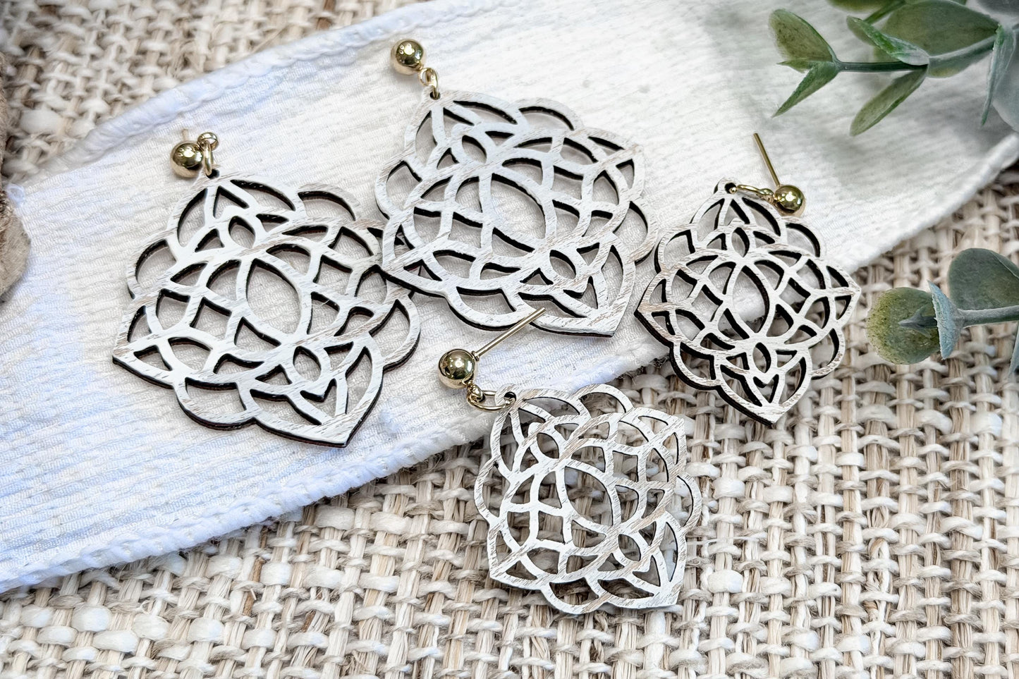 Mandala Earrings SVG Bundle, Statement and Regular Size Earrings Laser Cut File, Boho Jewelry SVG for Glowforge