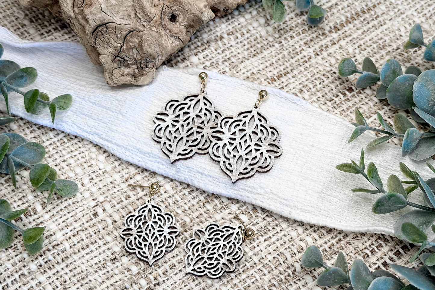 Laser Cut Earring SVG Floral Filigree Dangle Earrings Elegant Statement and Small Size Designs for Boutique Makers