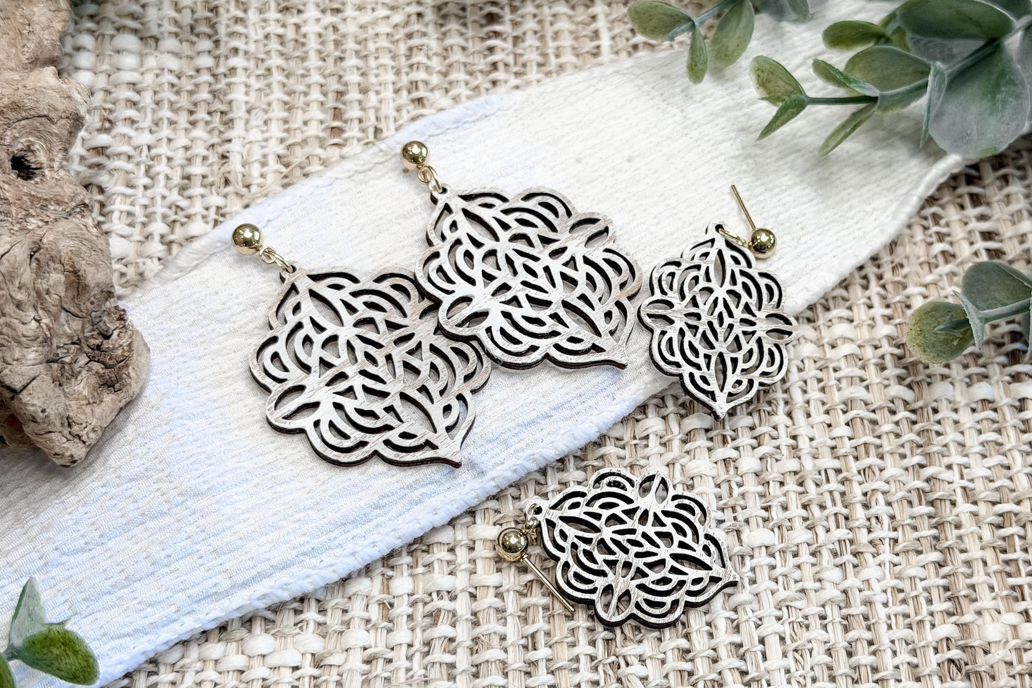 Laser Cut Earring SVG Floral Filigree Dangle Earrings Elegant Statement and Small Size Designs for Boutique Makers