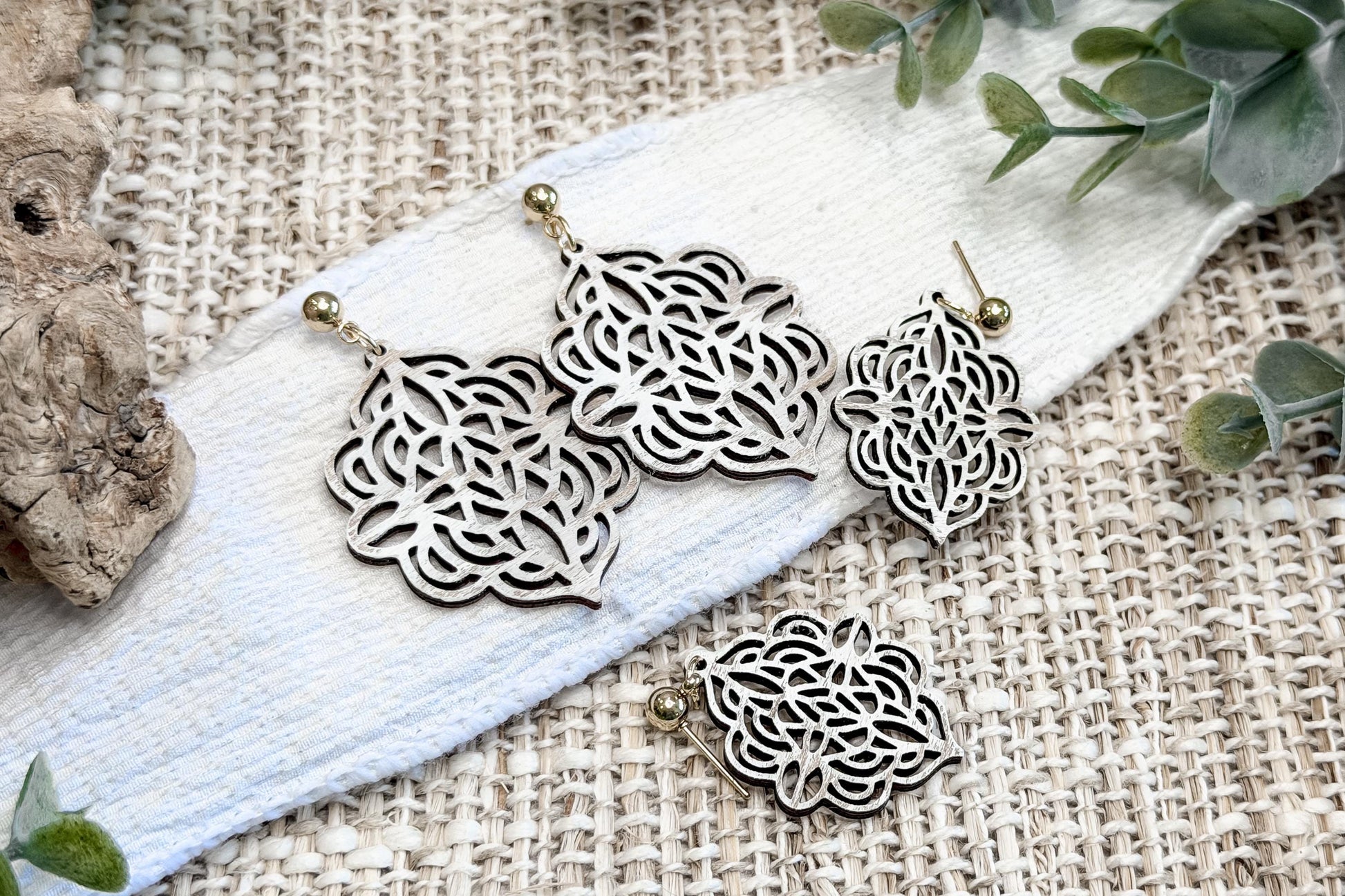 Laser Cut Earring SVG Floral Filigree Dangle Earrings Elegant Statement and Small Size Designs for Boutique Makers