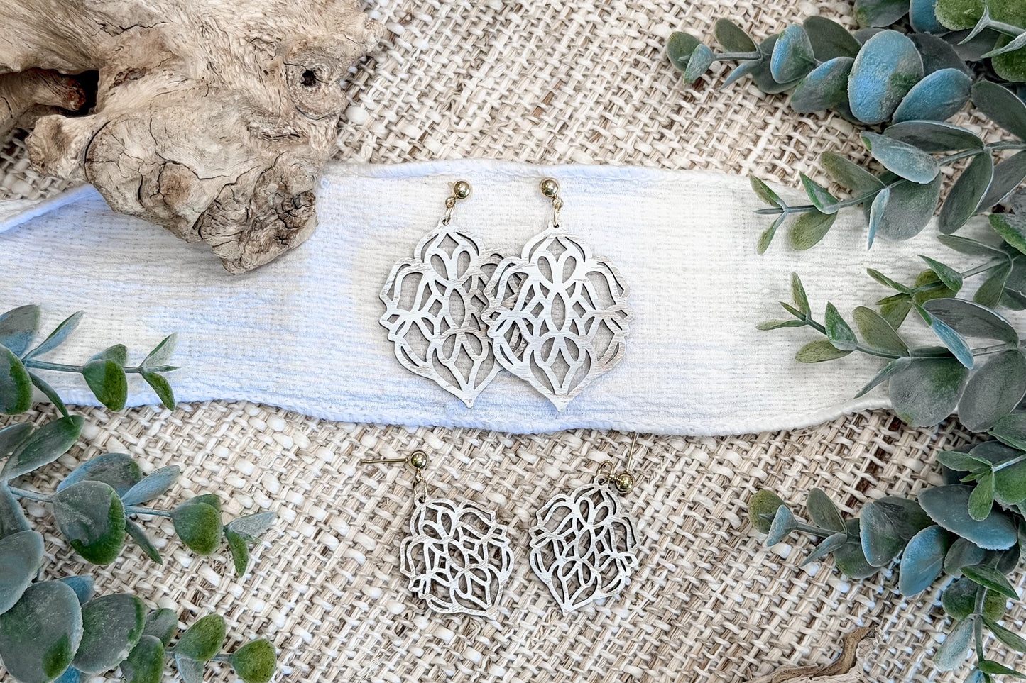 Layered Earring SVG Elegant Floral Filigree Dangle Earrings with Large and Small Versions for Boutique Jewelry Makers