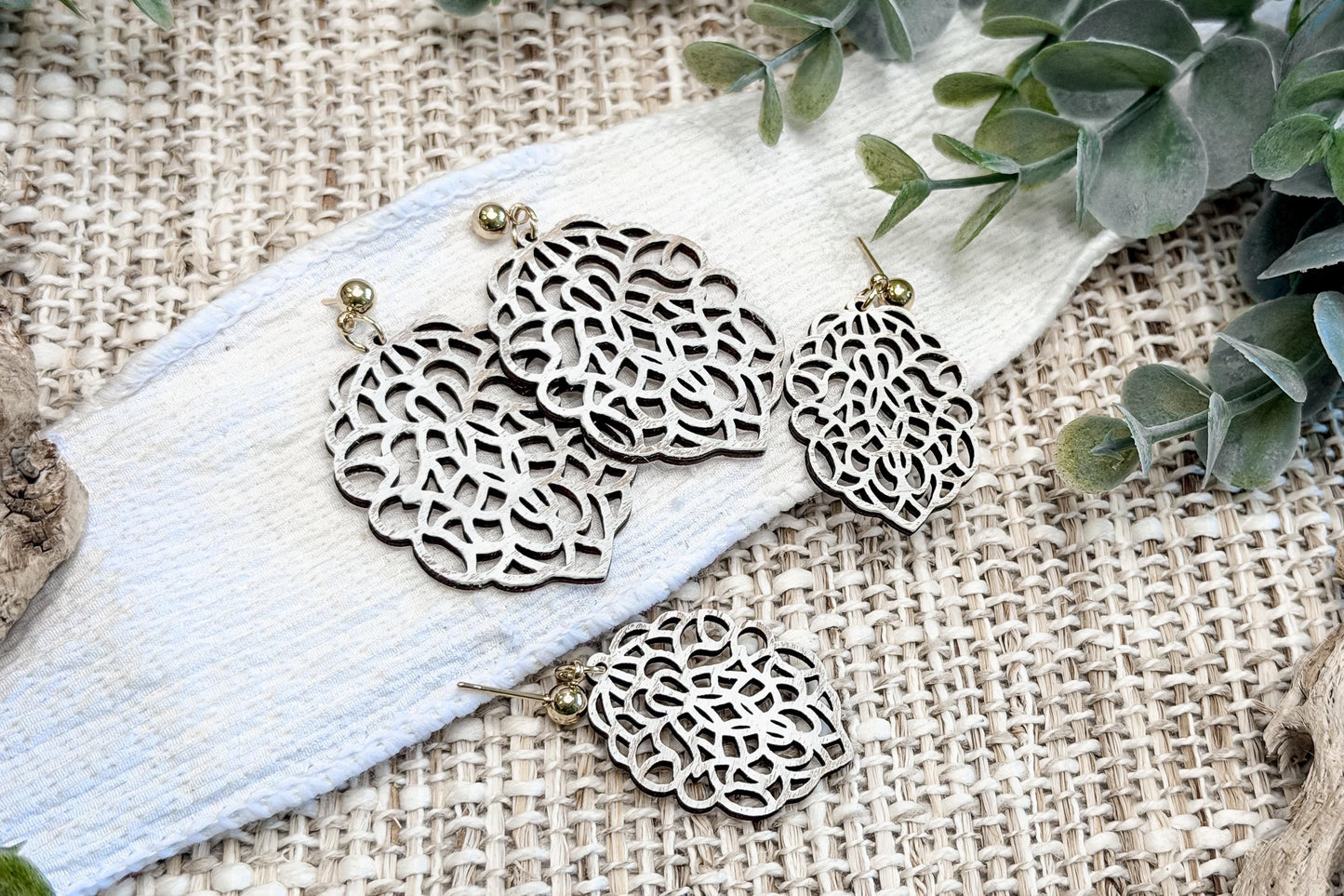 Dangle Earring SVG Floral Filigree Statement Earrings with Large and Small Sizes for Boutique Laser Jewelry Designs