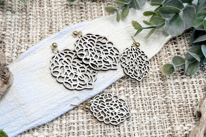 Dangle Earring SVG Floral Filigree Statement Earrings with Large and Small Sizes for Boutique Laser Jewelry Designs