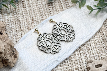 Laser Cut Earring SVG Elegant Filigree Dangle Design With Ornamental Scrollwork Pattern for Boutique Jewelry Makers