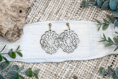 Laser Cut Earring SVG Elegant Filigree Dangle Design With Ornamental Scrollwork Pattern for Boutique Jewelry Makers