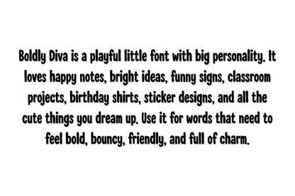 Boldly Diva Font, Playful Handwritten Display Font, Cute Teacher Font, Birthday Shirt Font, Sticker Font, OTF Font, Laser Font, Laser Ready