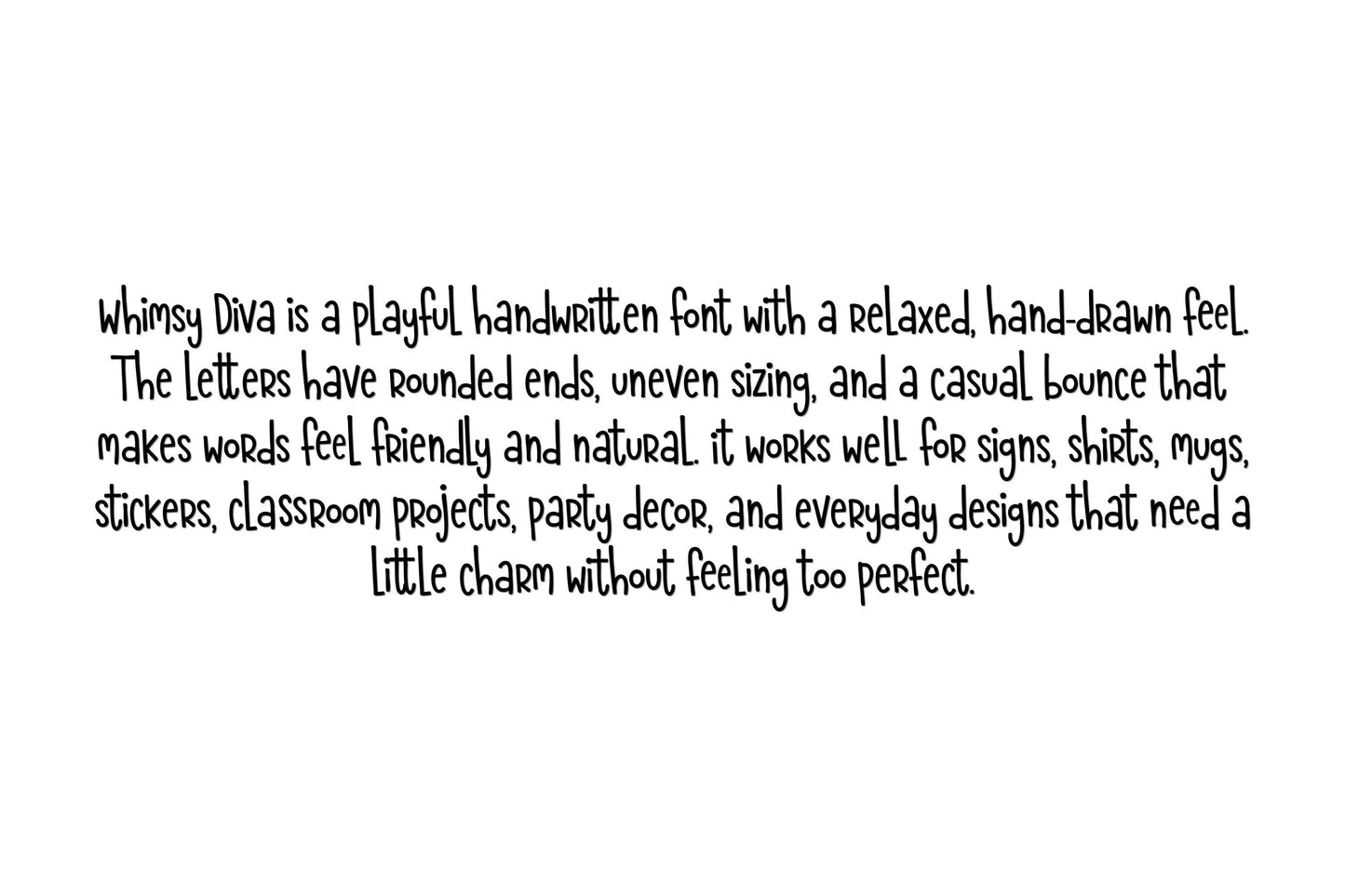 Whimsy Diva Font | Whimsical Handwritten Display Font for Signs, Crafts, Sublimation, Cricut Projects, Branding, and DIY Designs
