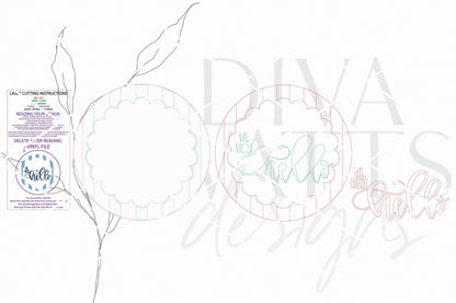 Round Door Hanger SVG Hi Hey Hello Welcome Sign Design For Charming Entryway Decor, Front Door Sign SVG For Everyday Porch Display