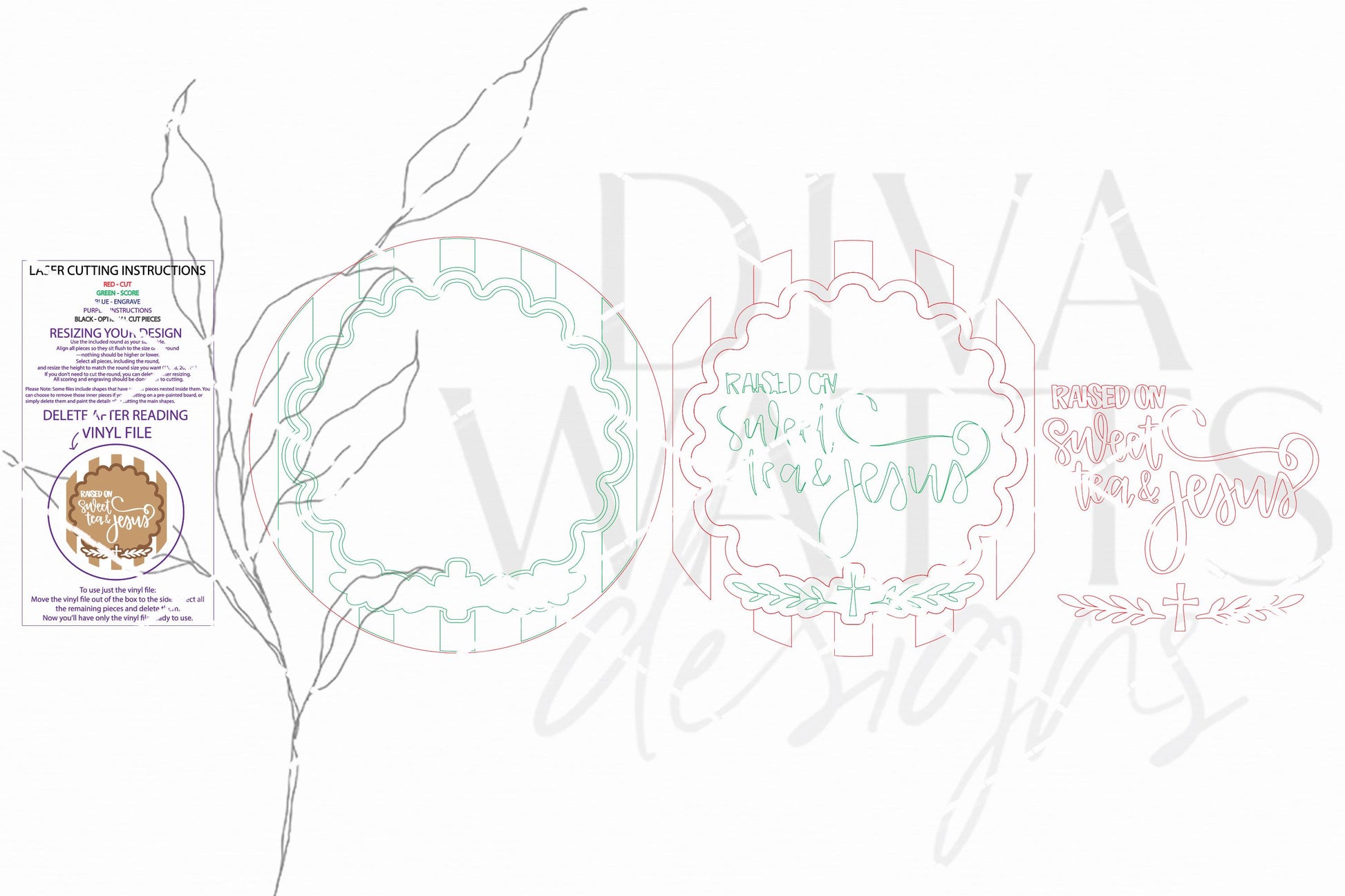 Round Door Hanger SVG Raised On Sweet Tea And Jesus Faith Inspired Entryway Sign Design For Welcoming Porch And Front Door Decor