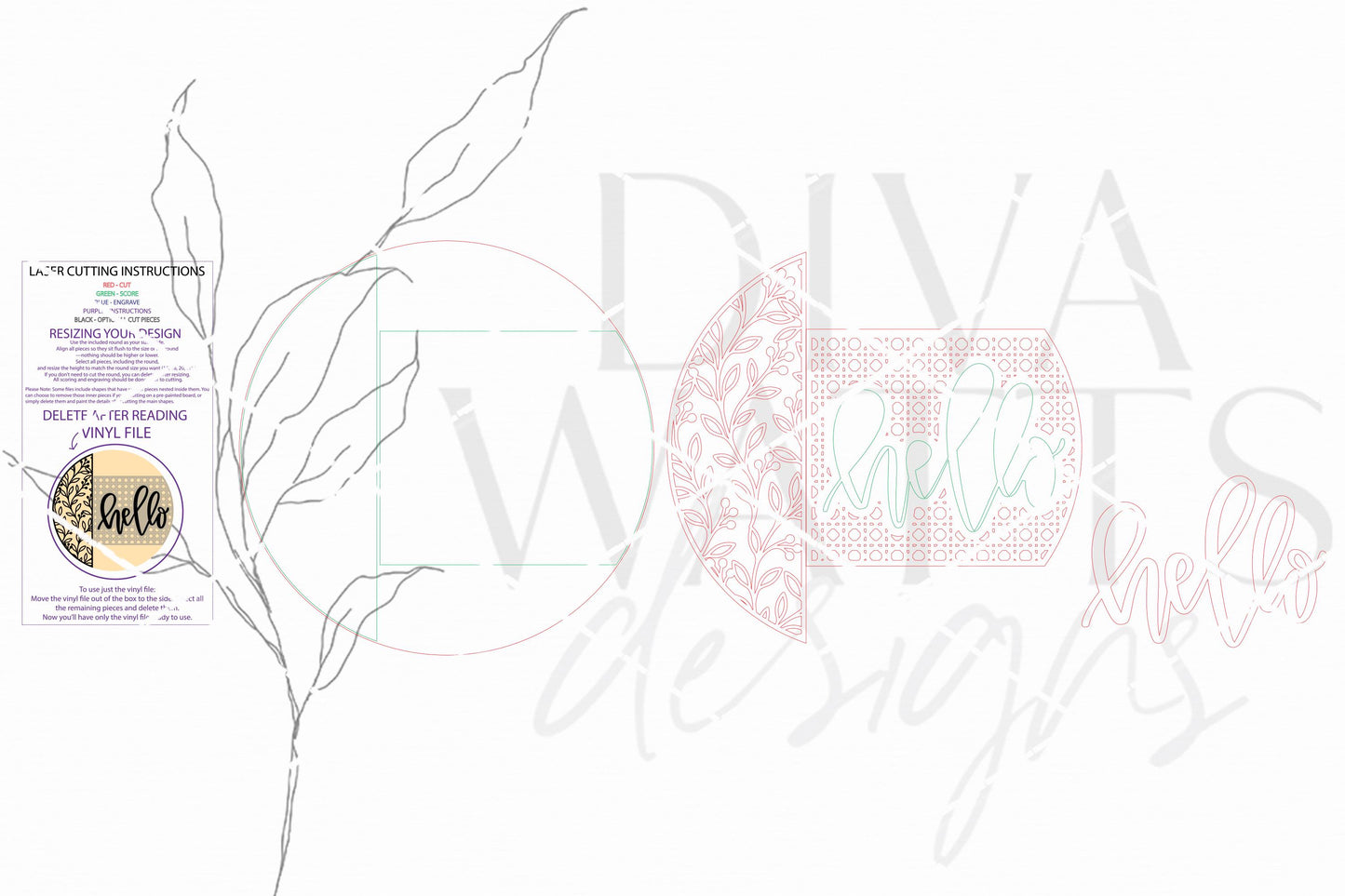 Round Door Hanger SVG Hello Layered Sign Design For Welcoming Entryway Decor And Front Porch Display Everyday Door Hanger Project