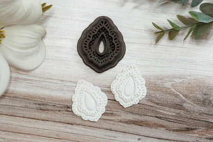 Clay Earring Cutter STL Lace Teardrop Boho Statement Design Sharp Edge Polymer Clay Cutter for Handmade Boutique Jewelry Makers Annabelle