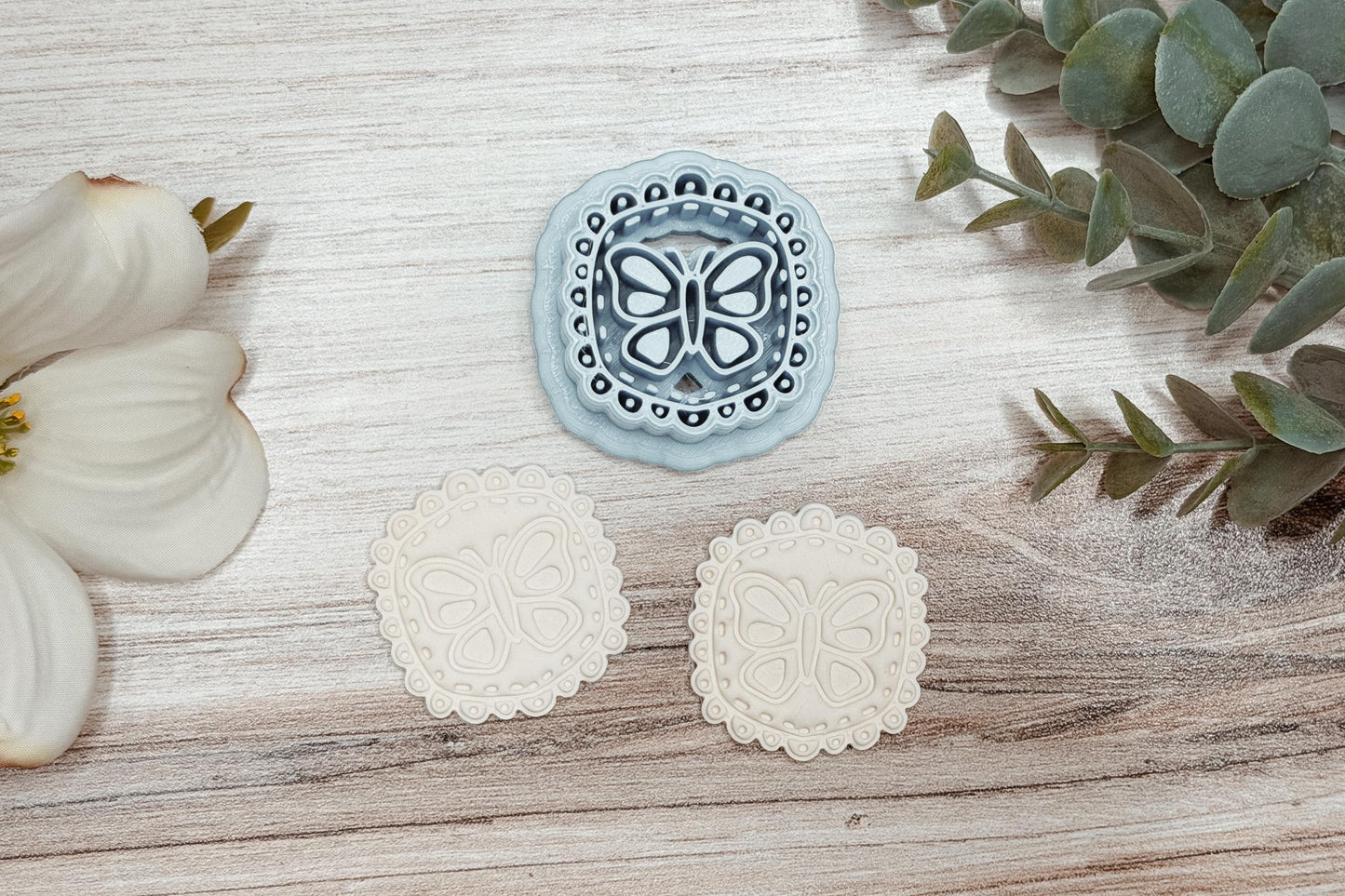 Clay Earring Cutter STL Brooke Butterfly Lace Scallop Frame Sharp Edge Polymer Clay Cutter for Boutique Handmade Statement Earrings